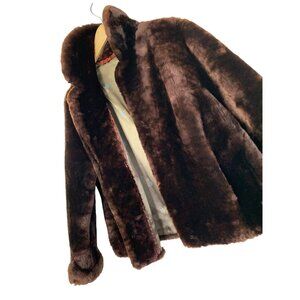 VTG 50s Genuine Shearling Fur Teddy Coat Lamb Size M/L Plush Cold Winter 8697